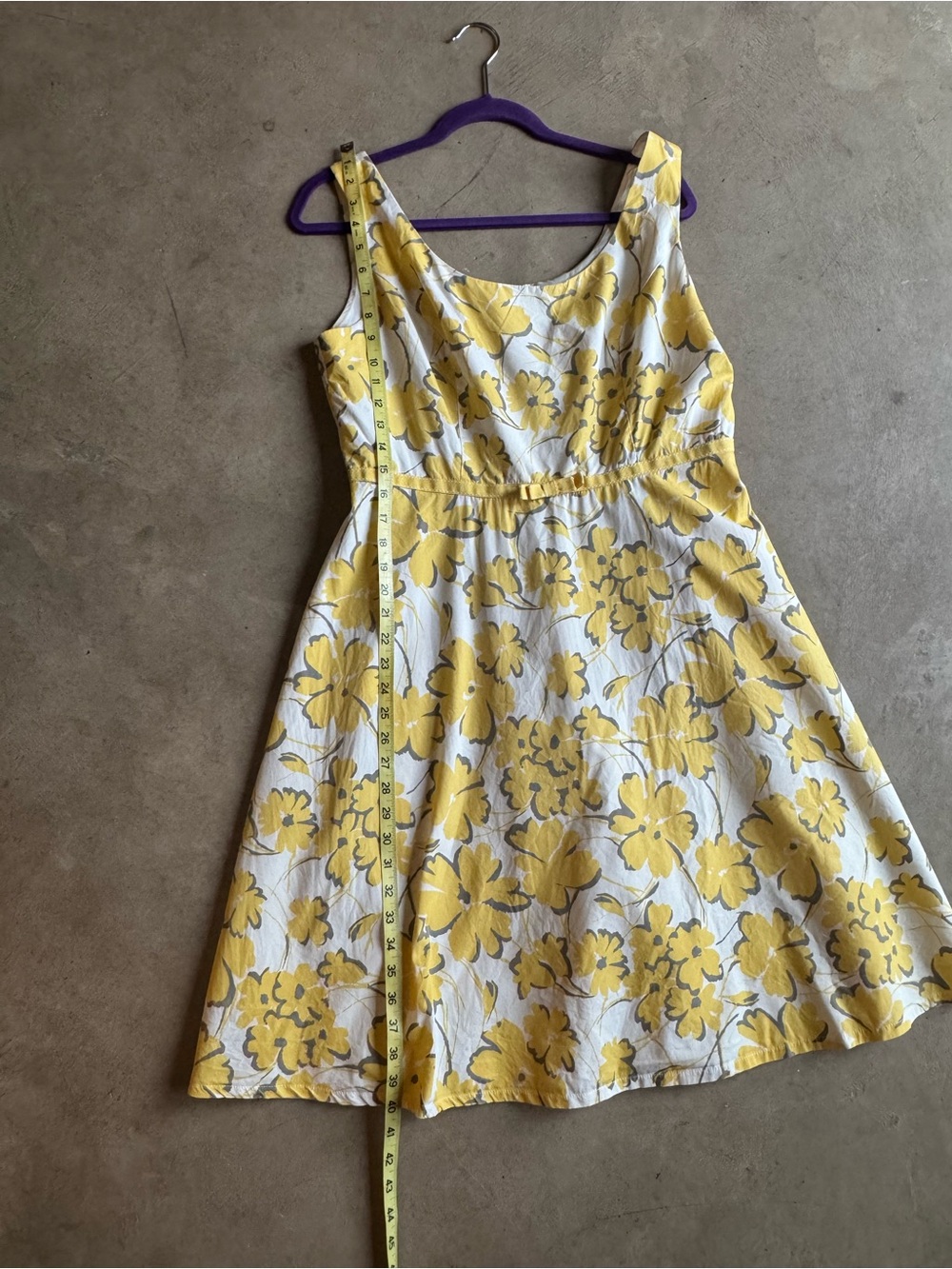 Isadora Collection Yellow Floral Fit-and-Flare Tank Sun Dress with Bow 12 - Picture 9 of 12